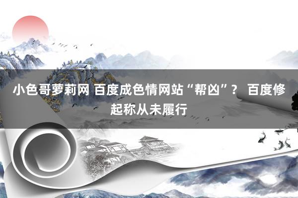 小色哥萝莉网 百度成色情网站“帮凶”？ 百度修起称从未履行