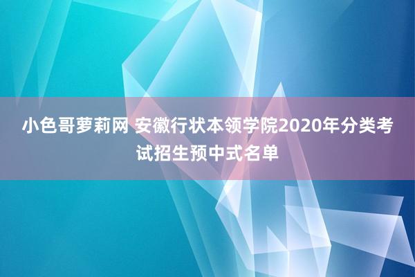 小色哥萝莉网 安徽行状本领学院2020年分类考试招生预中式名单