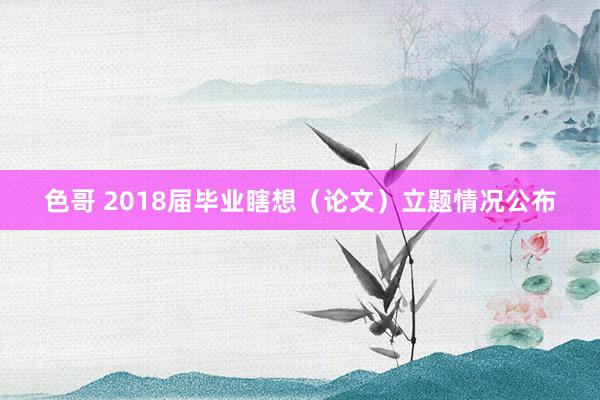 色哥 2018届毕业瞎想（论文）立题情况公布