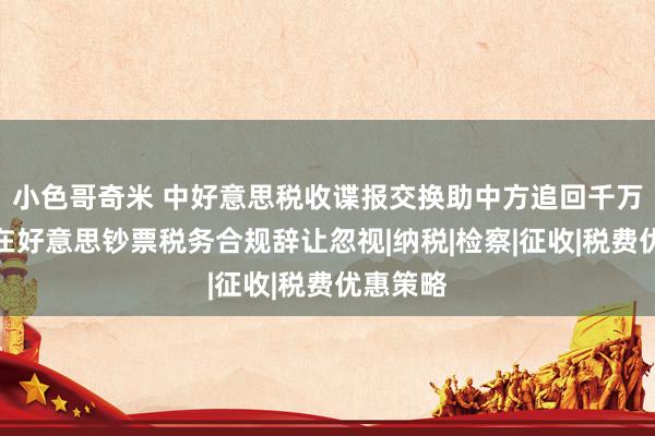 小色哥奇米 中好意思税收谍报交换助中方追回千万税款，在好意思钞票税务合规辞让忽视|纳税|检察|征收|税费优惠策略