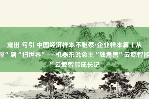 露出 勾引 中国经济样本不雅察·企业样本篇丨从“扫一屋”到“扫世界”——机器东说念主“独角兽”云鲸智能成长记