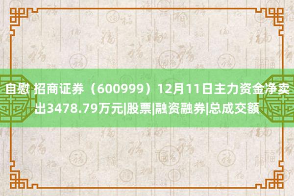 自慰 招商证券（600999）12月11日主力资金净卖出3478.79万元|股票|融资融券|总成交额