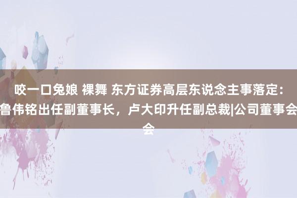 咬一口兔娘 裸舞 东方证券高层东说念主事落定：鲁伟铭出任副董事长，卢大印升任副总裁|公司董事会